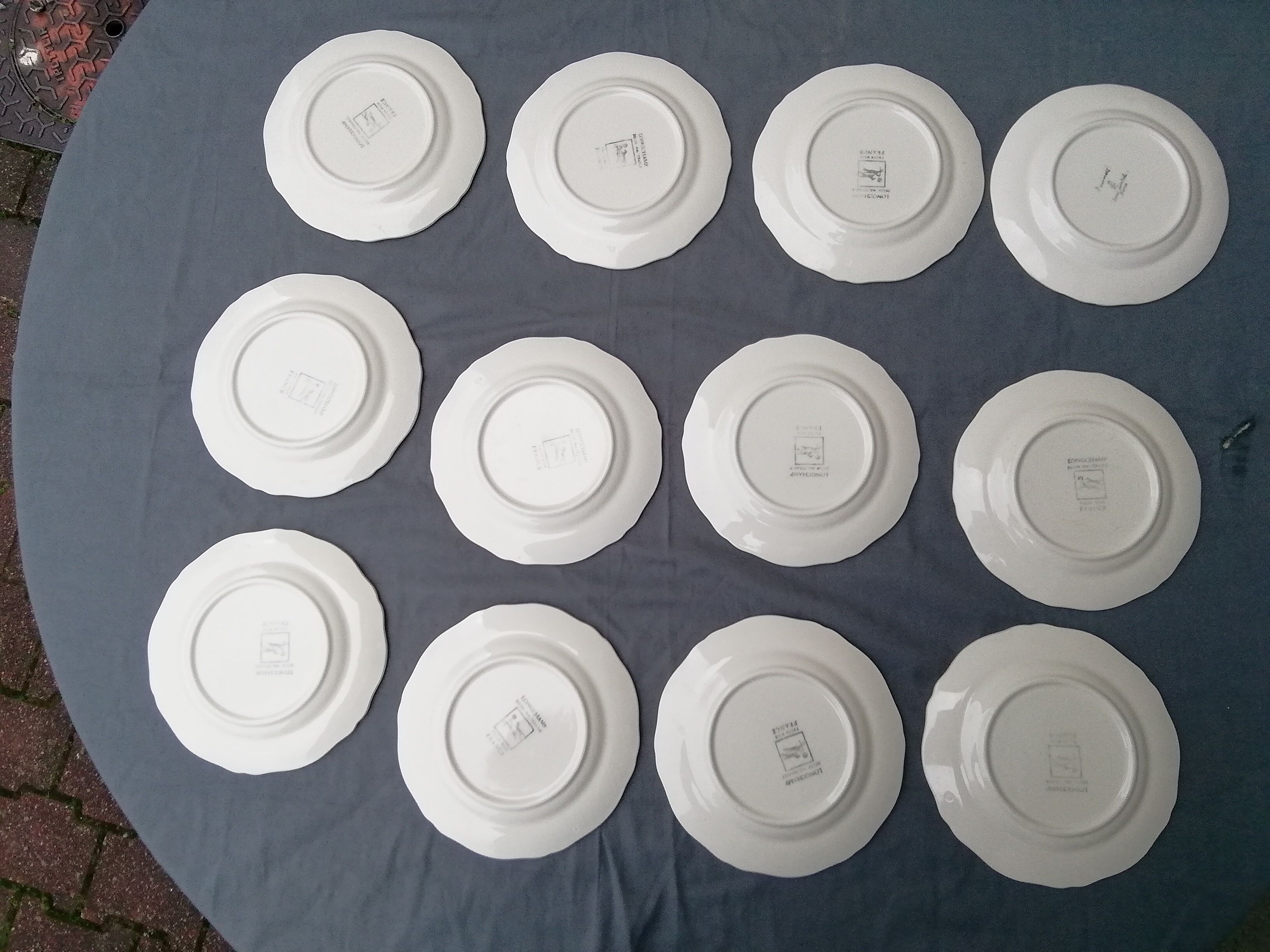 12 dessert plates decorated rouen - longchamp