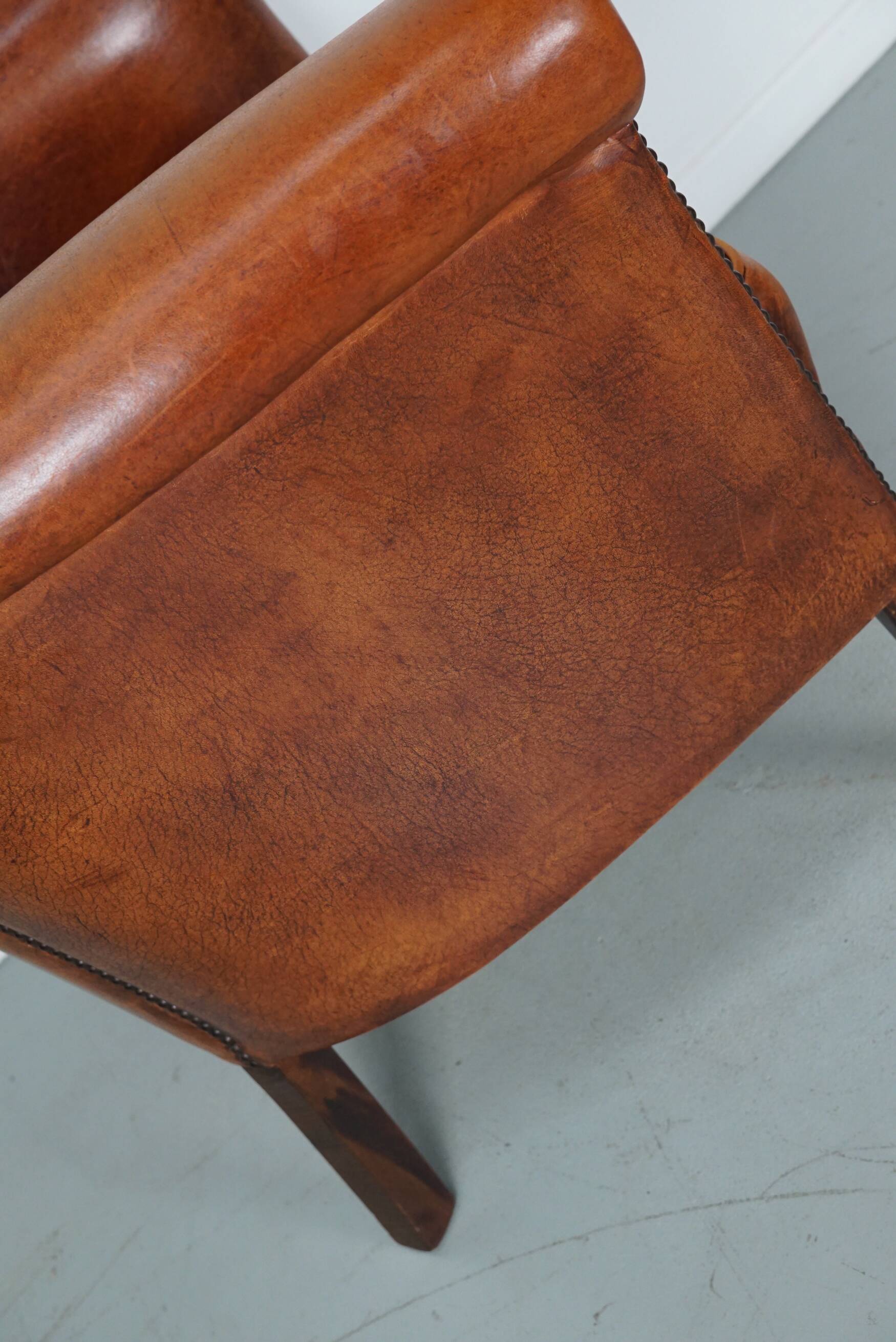 Vintage Dutch Cognac Colored Leather Club Chair