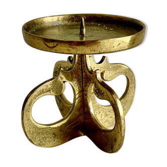 Brutalist bronze candleholder, 1970s