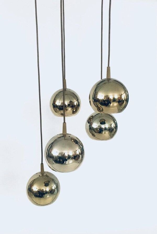 Golden Cascade 5-Ball Ceiling Lamp, Italy, 1980s