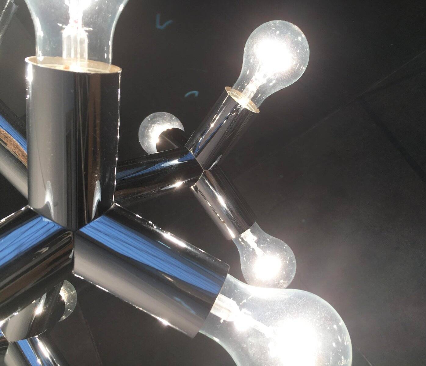 Atomic 12 HL suspension light in Espace style, mid-20th century, Austrian, by J.T. Kalmar, 1960s.