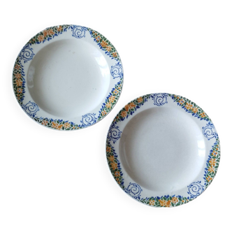 Old mounted plates x2 in hbcm iron earthenware model “vaucluse”.