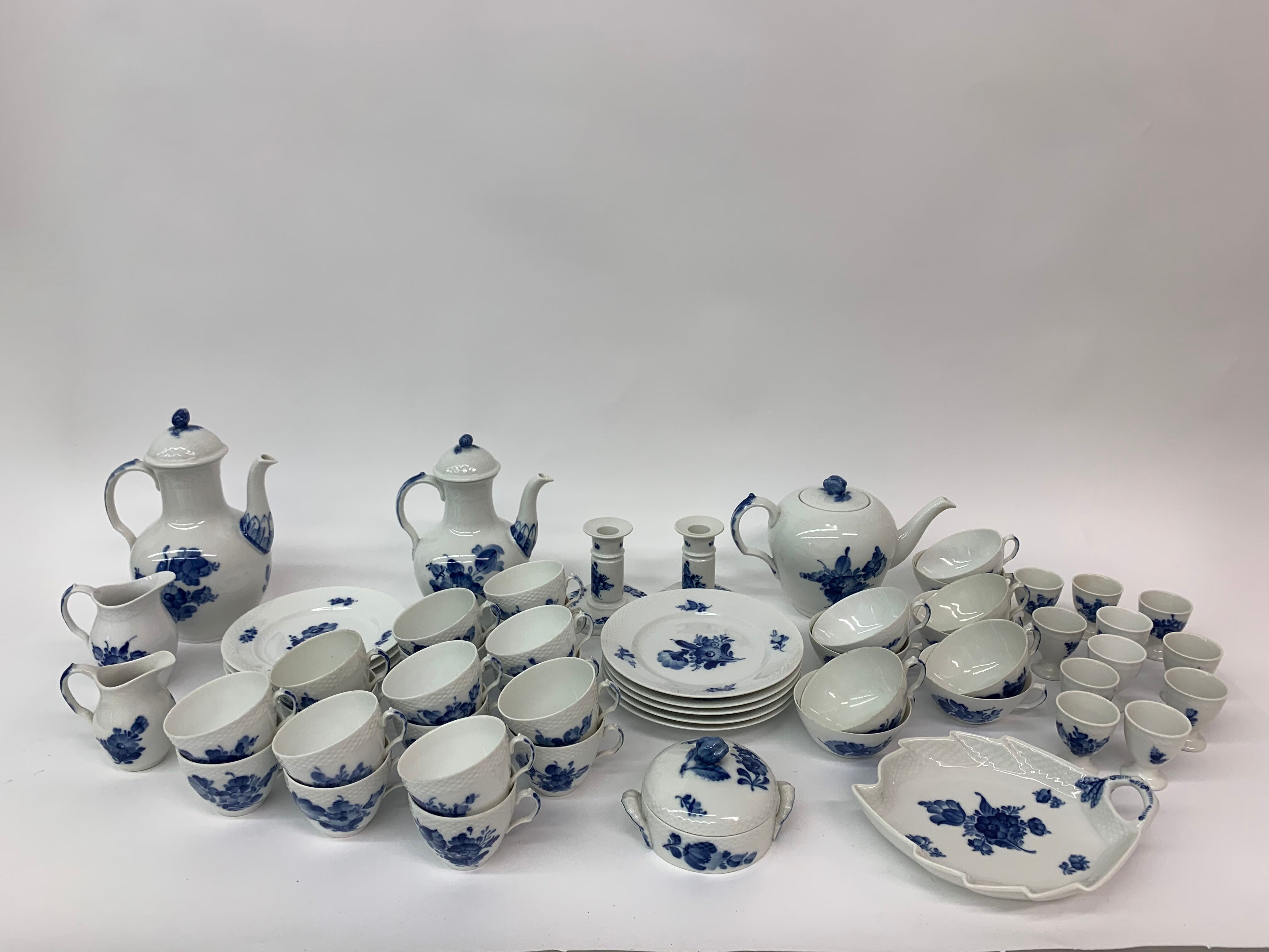 Set of Royal Copenhagen blue flower braided crockery