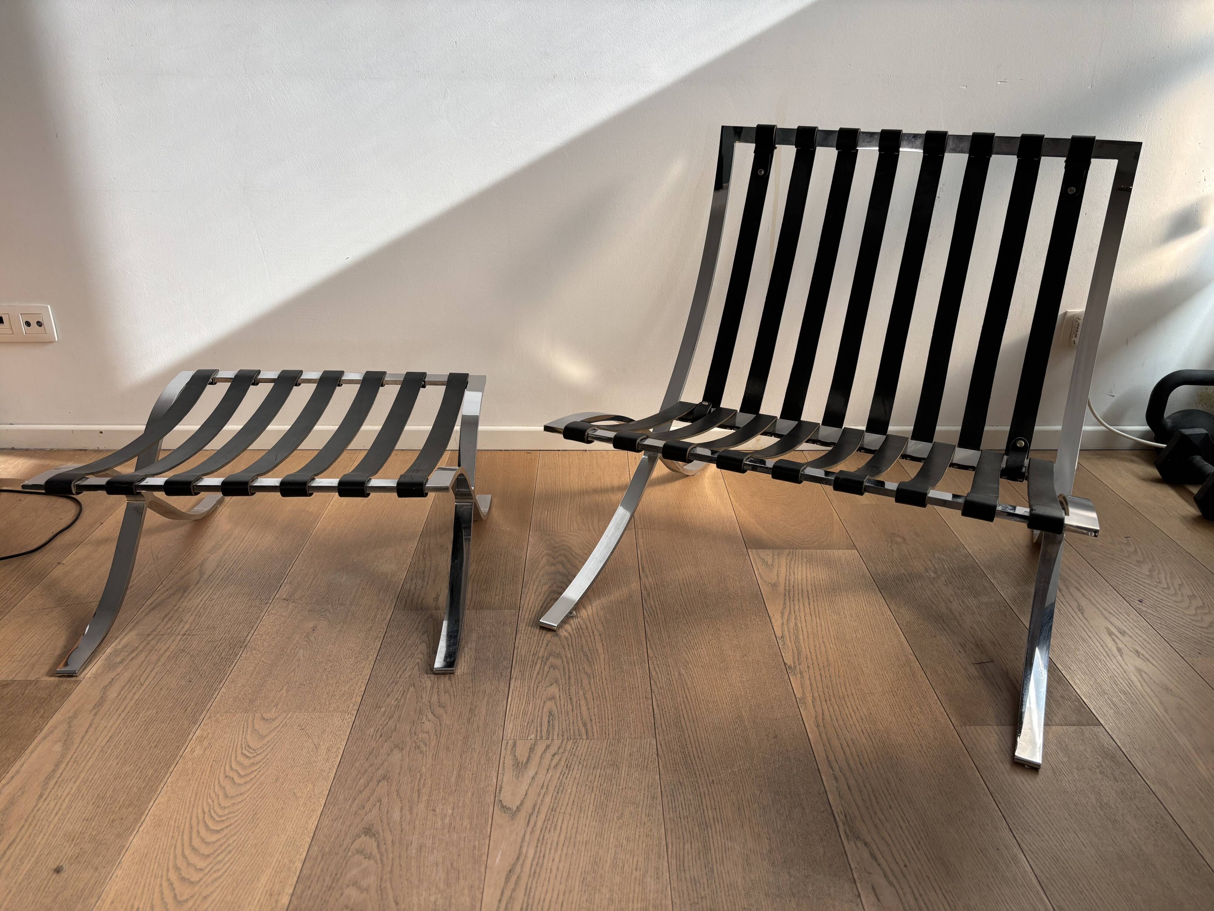 "Barcelona" chair and ottoman by Mies van der Rohe