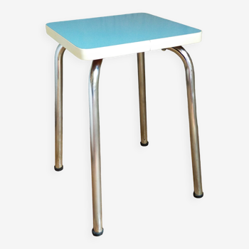 Tabouret pieds en métal chromé, assise en Formica années 60