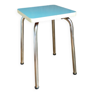 Tabouret pieds en métal chromé, assise en Formica années 60