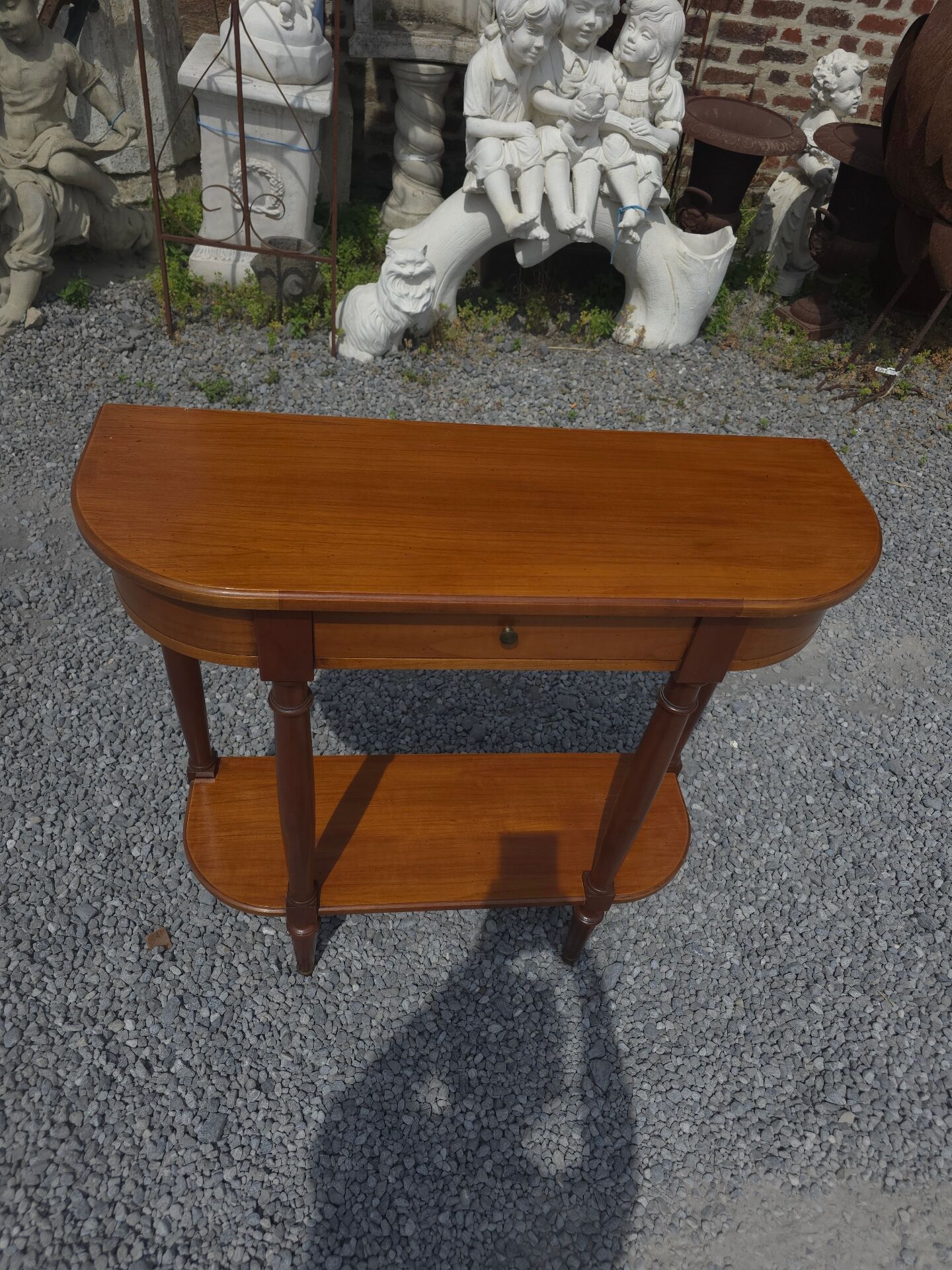 Table console demie lune en merisier massif