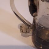 Miniature pitcher in bubbled glass blown smoked color