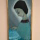 Original Swedish oil on canvas – "Lady" by Helge Holmlund – Signed – vintage and framed – 65 × 36.5 cm (25.6" × 14.4")