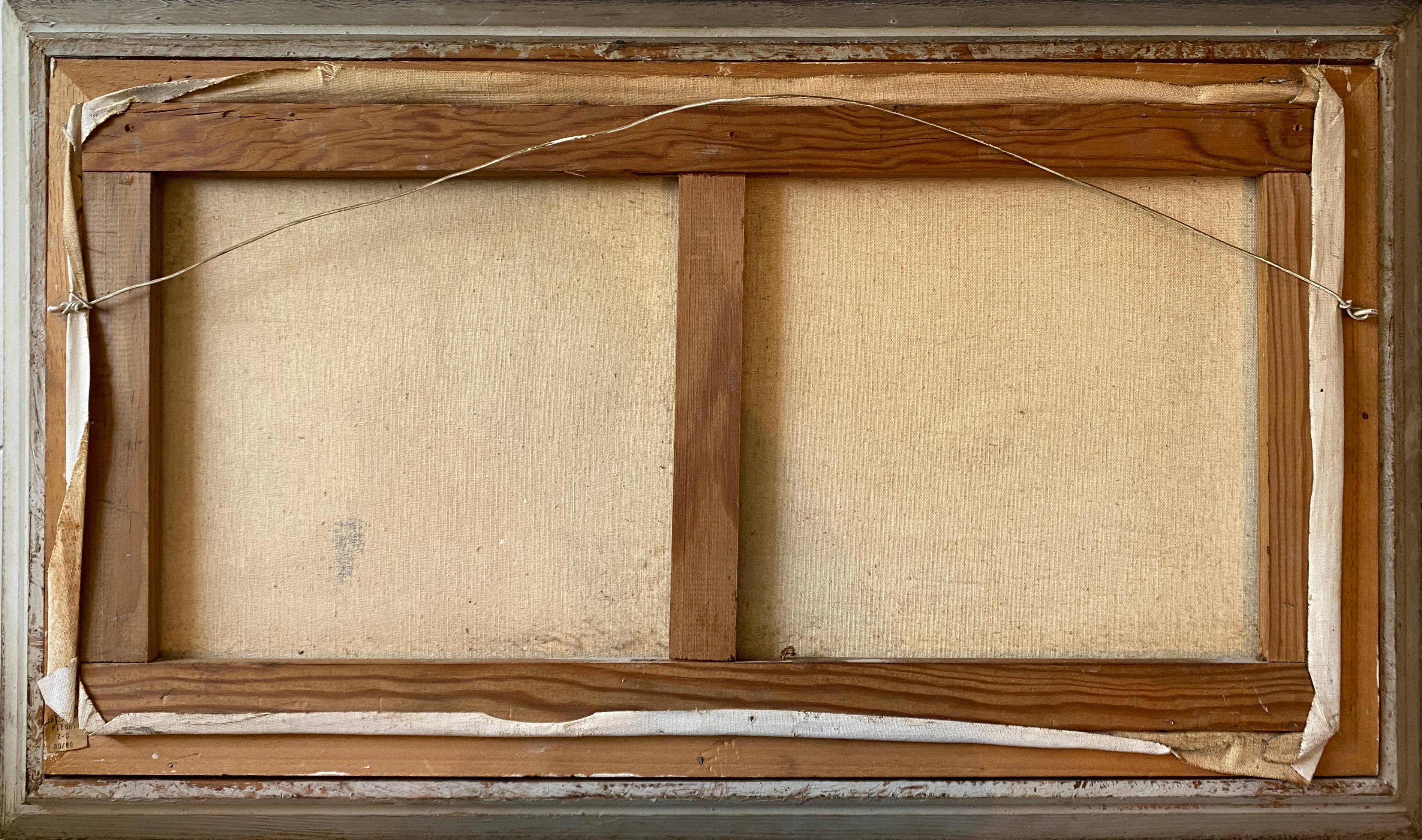 Painting "Landscape with wooded pond" HST signed Fleury + frame