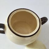 HBCM Sugar Bowl and Milk Jug Duo - Vintage Cream and Brown Earthenware