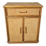 Buffet - Chest of drawers in woven rattan and vintage natural bamboo
