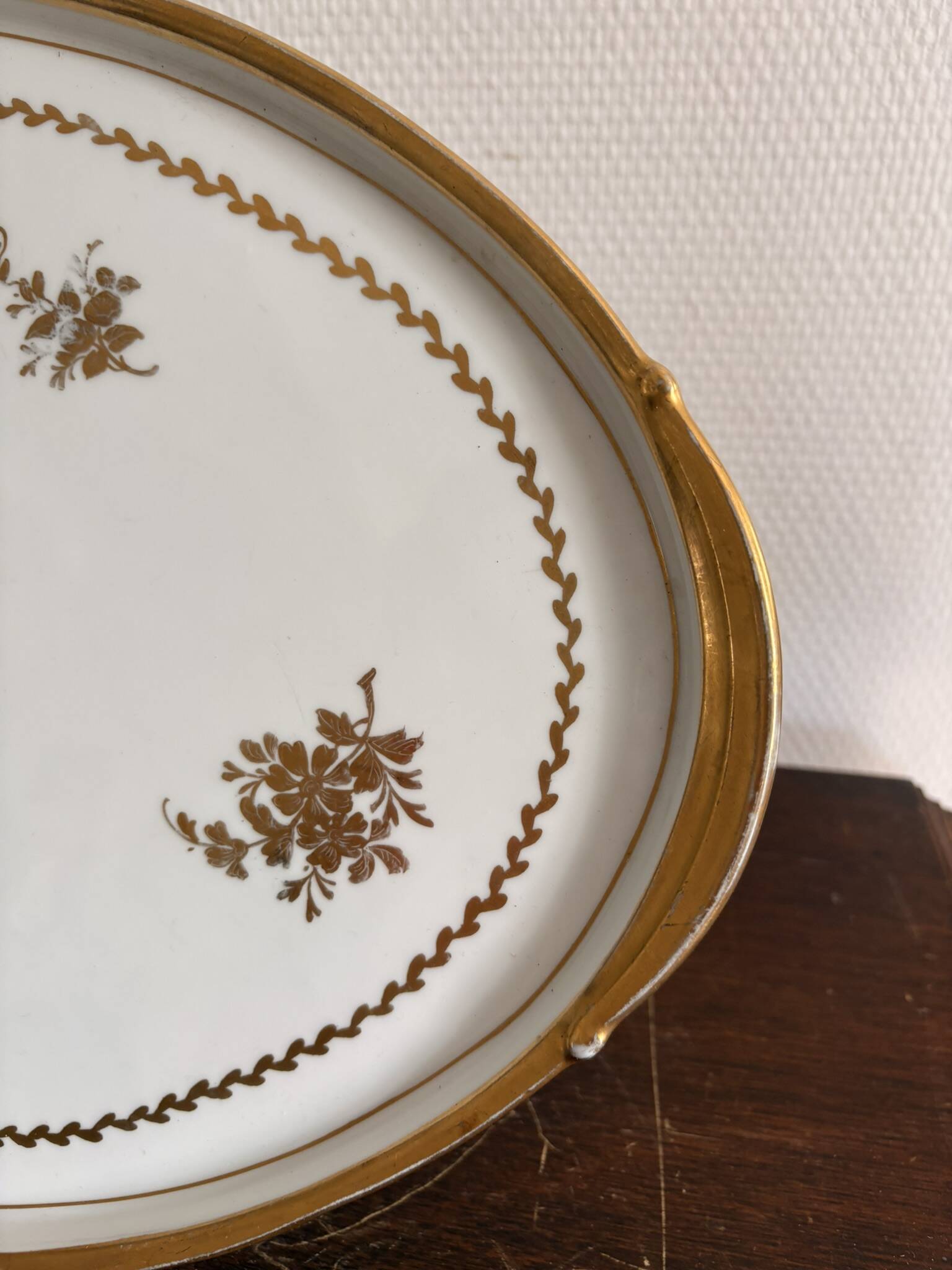 Antique Golden Plate Floral Décor Camaïeu KPM Berlin Royal Manufacture