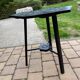 Hexagonal side table in black painted wood, engraved floral decoration, 1920s vintage style.