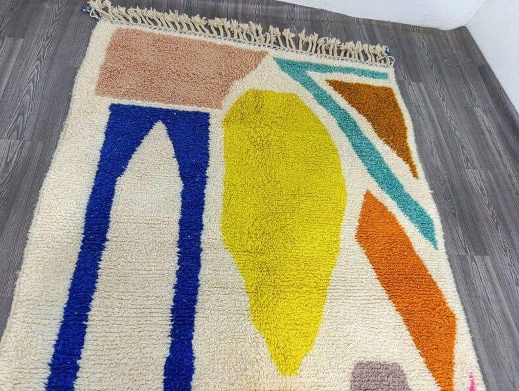 Grand tapis berbère coloré tissé main artisanale 200x300 cm