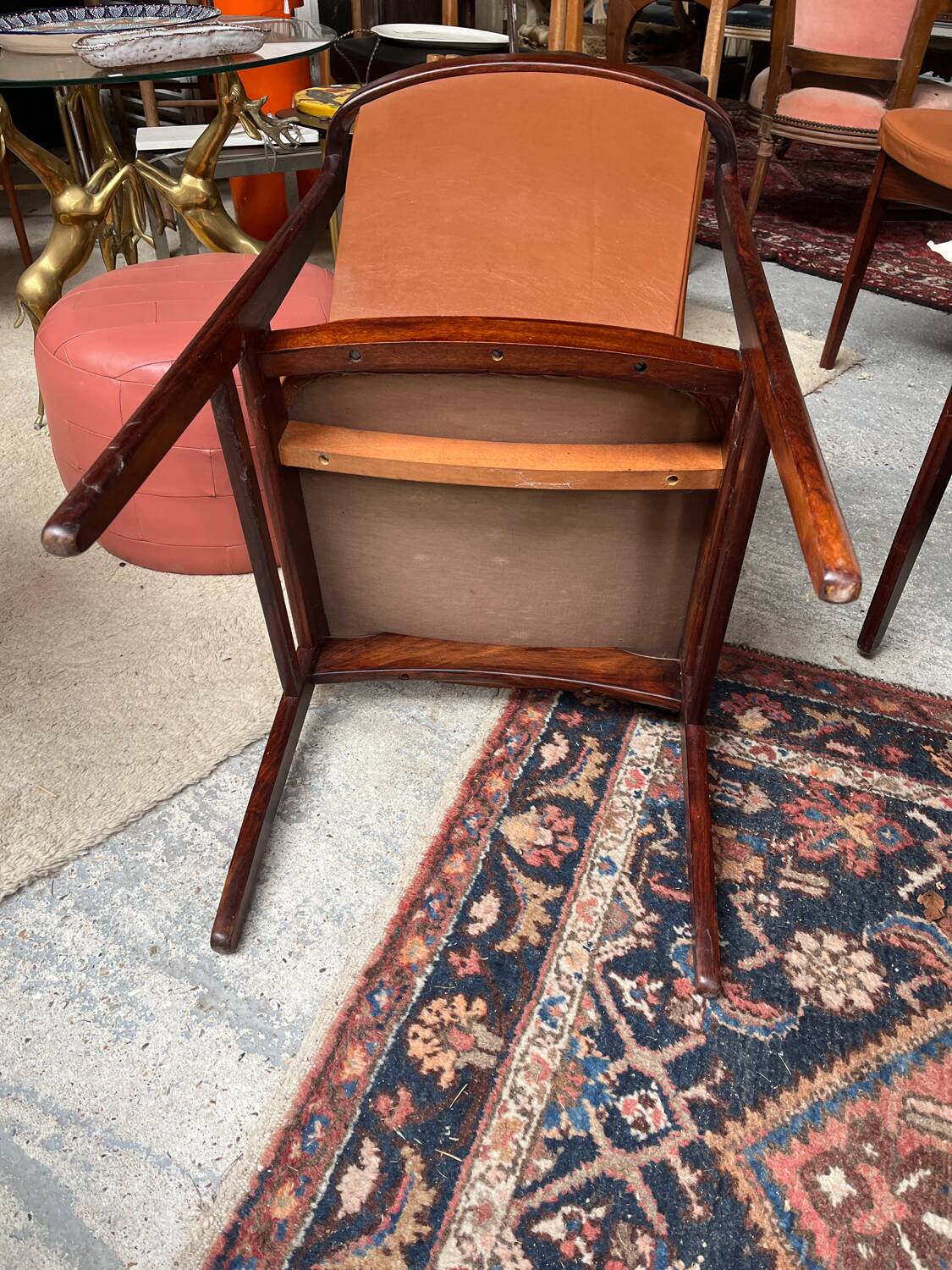 6 Dyrlund rosewood leather chairs