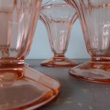4 coupes anciennes à glaces/dessert verre rose