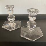 Pair of Val Saint Lambert crystal candle holders