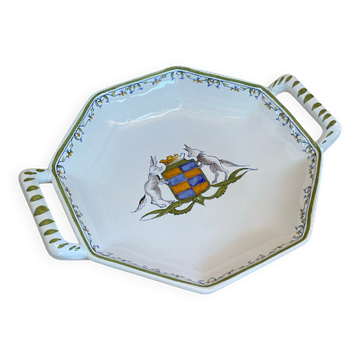 Old style moustiers plate white ceramic polychrome decor vintage
