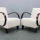1940s Art Deco armchairs by Jindřich Halabala, beech wood upholstered