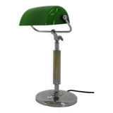 Lampe de table de banquier plaquée chrome Art déco des années 1930, Tchécoslovaquie