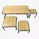 Set of 4 nesting coffee tables from the 70s, metal and solid oak.