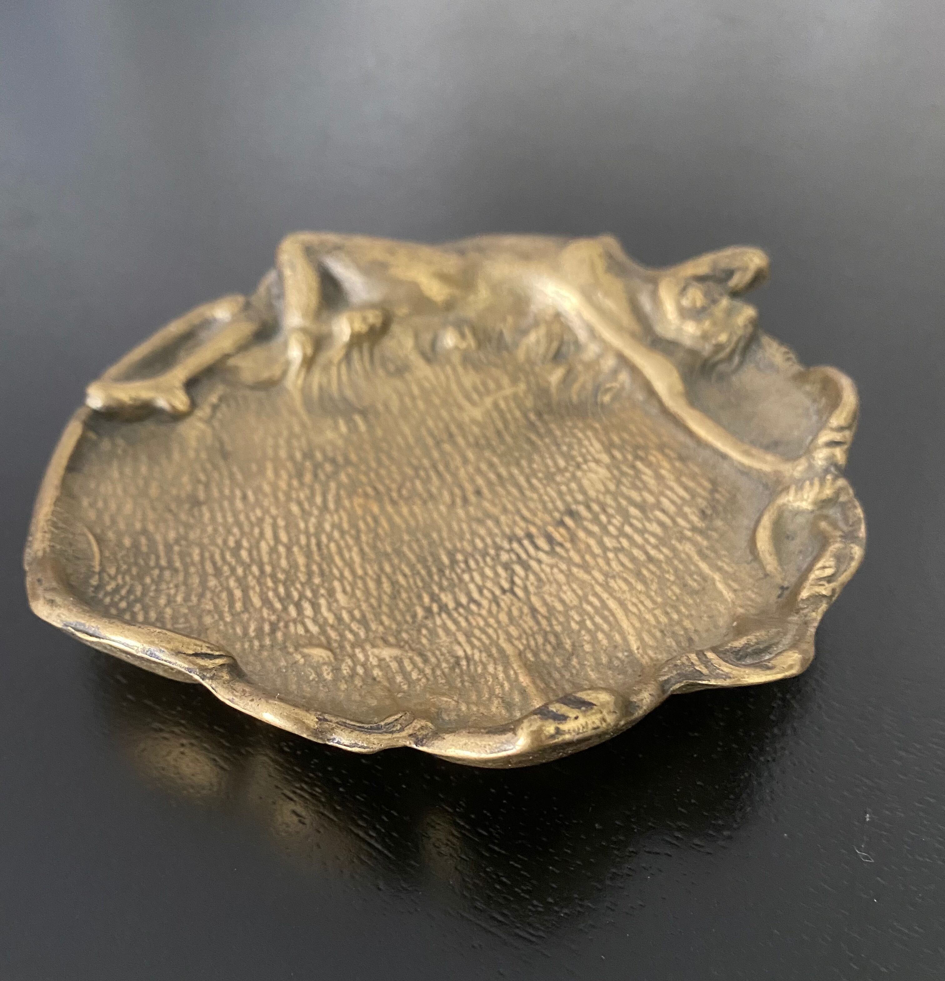 Art Nouveau brass pocket tray