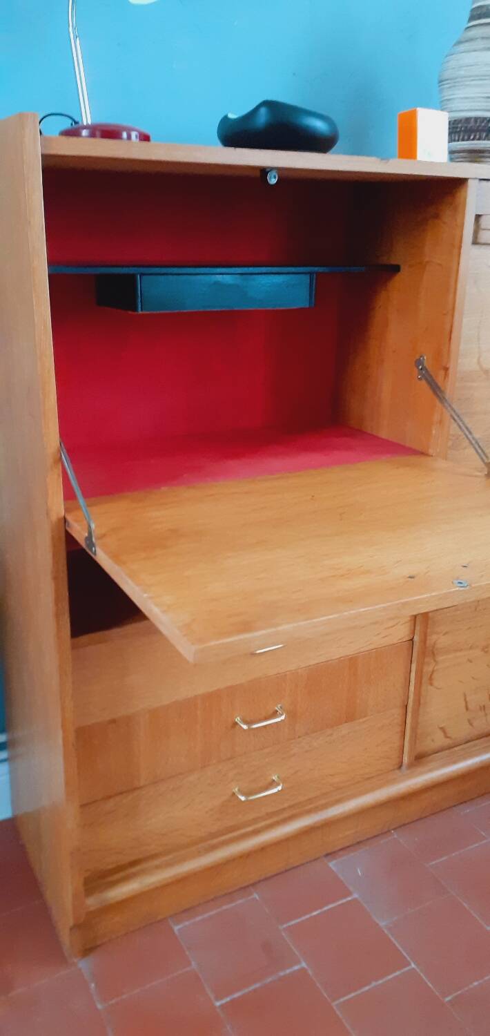 Meuble de bureau vintage année 50 en chêne