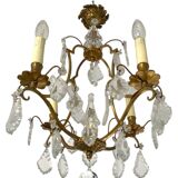 Lustre en bronze à pampilles (cristal)