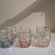Set of 6 multicoloured vintage glass mugs.
