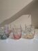Set of 6 multicoloured vintage glass mugs.