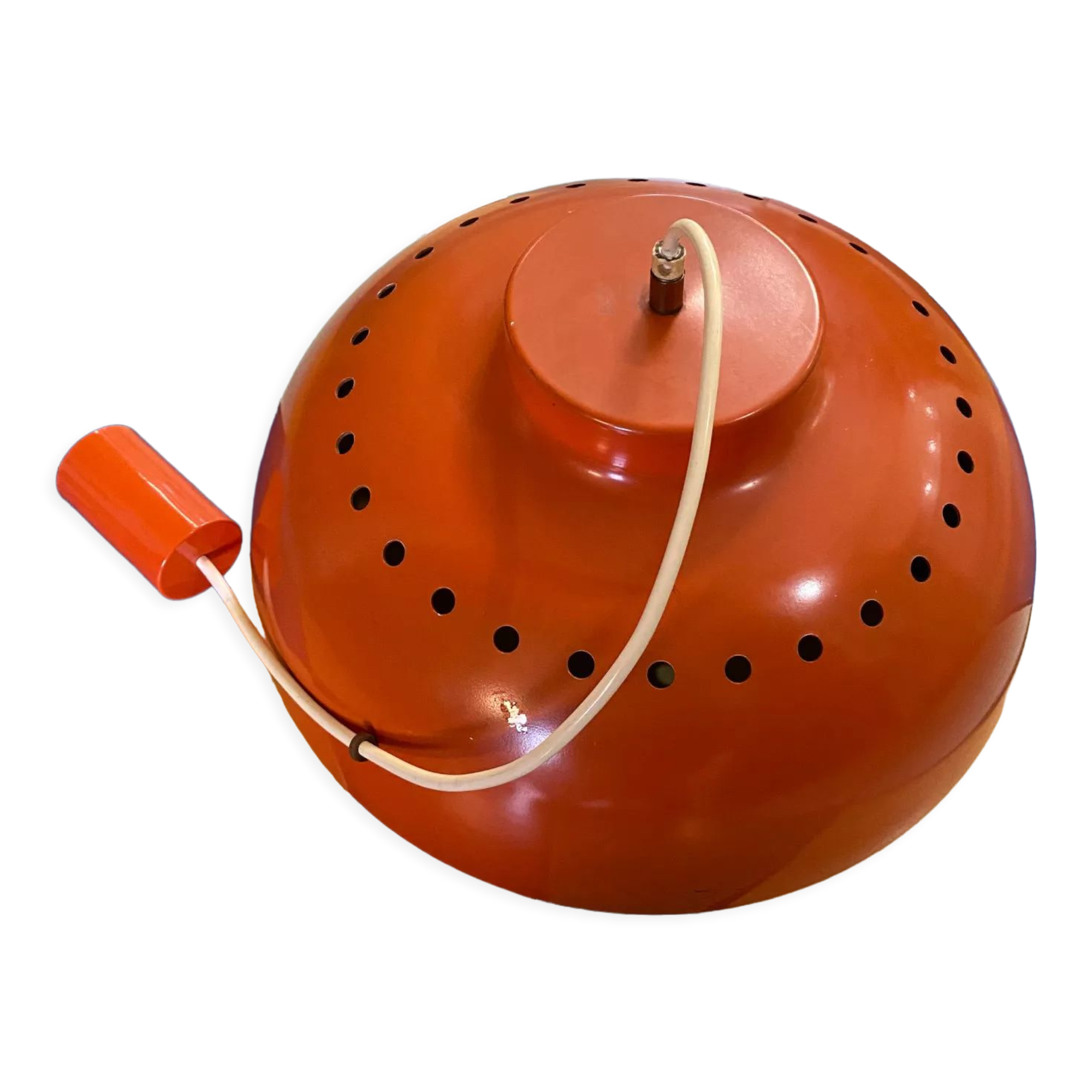 Red lacquered metal chandelier