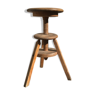 Tabouret à vis en bois