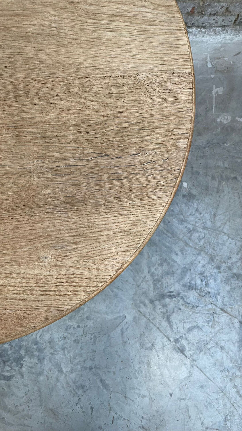 Massive oval monastery table made of bleached oak with turned legs