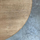 Massive oval monastery table made of bleached oak with turned legs