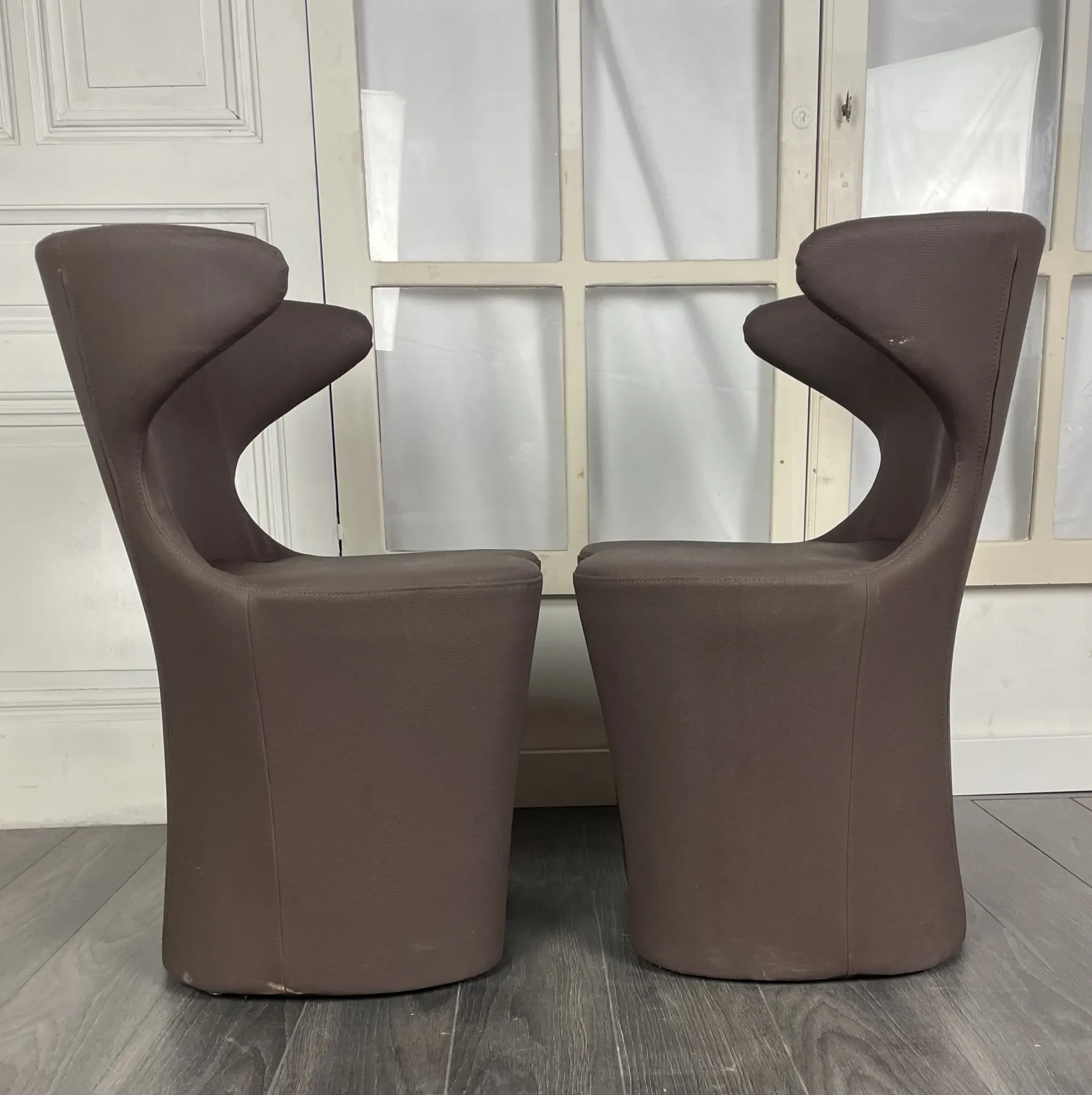 Pair of faux leather armchairs from the 1980s