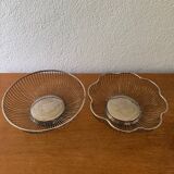 80s silver metal table baskets