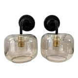 Pair of smoked glass wall sconces