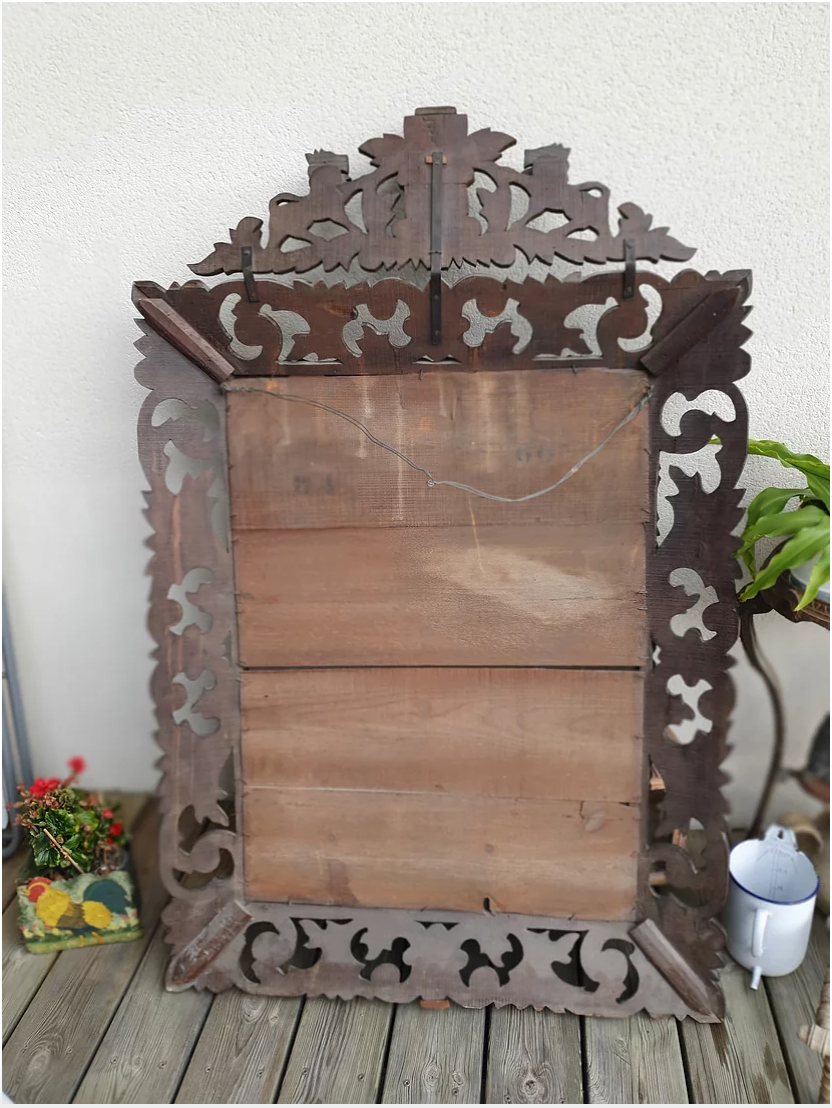 Old wood mirror carved 112x88cm