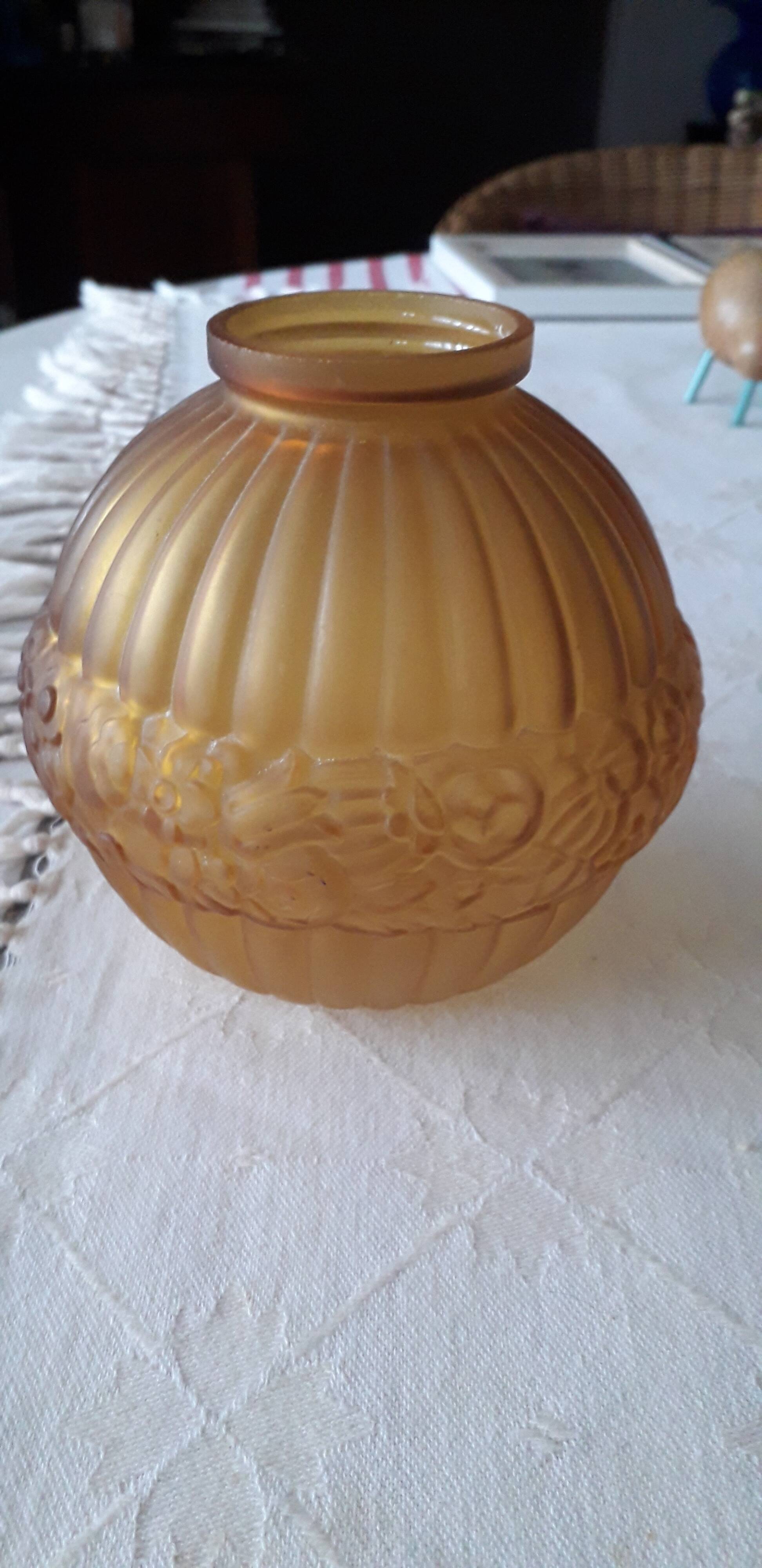Art Deco glass vase signed CLA France