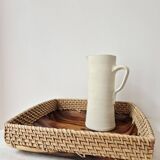 80s wooden and rattan tray - Vintage