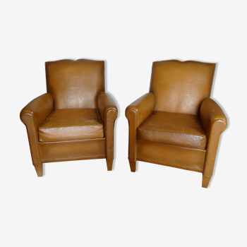 Pair of club chairs "mustache style"