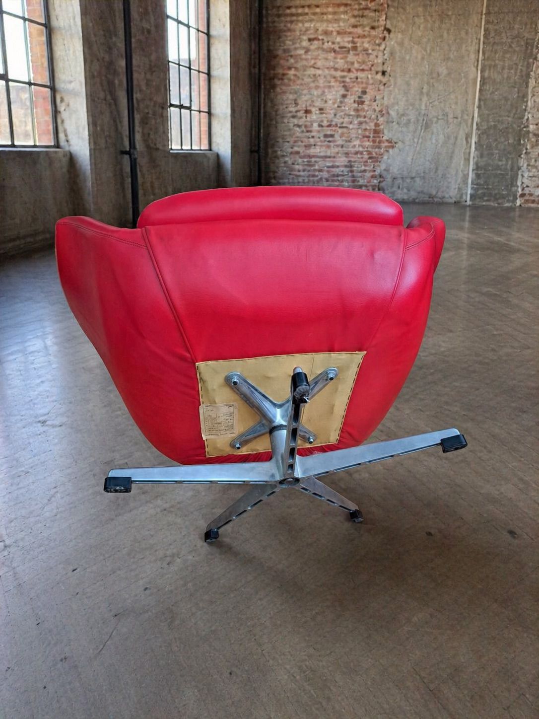 Pair of high-back swivel lounge chairs Scandinavian modern leather & aluminium by UP Závody Rousínov 1960s Czechoslovakia