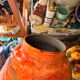 Antique Lacquered Orange Glass Vase Signed Jean Noel Bouillet