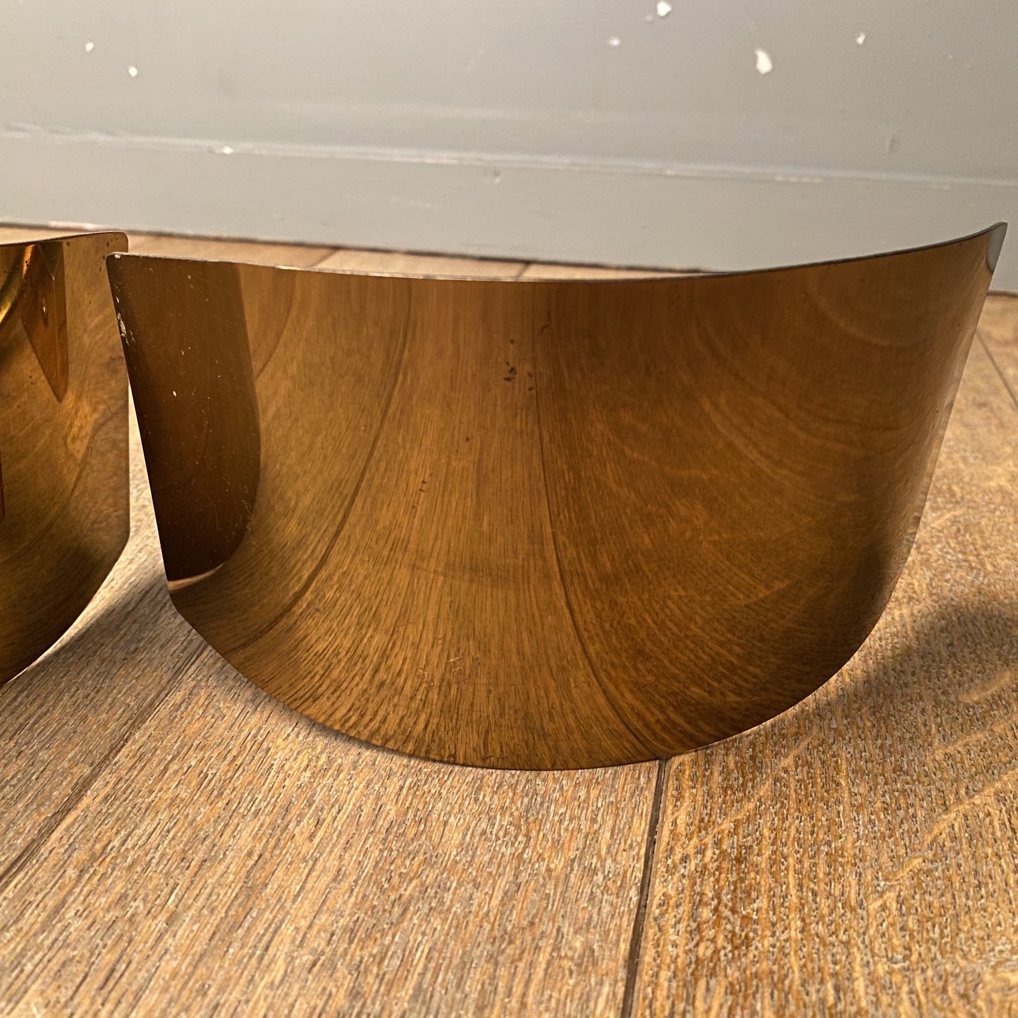 Pair of gilded brass and varnish sconces from SCE circa 1980