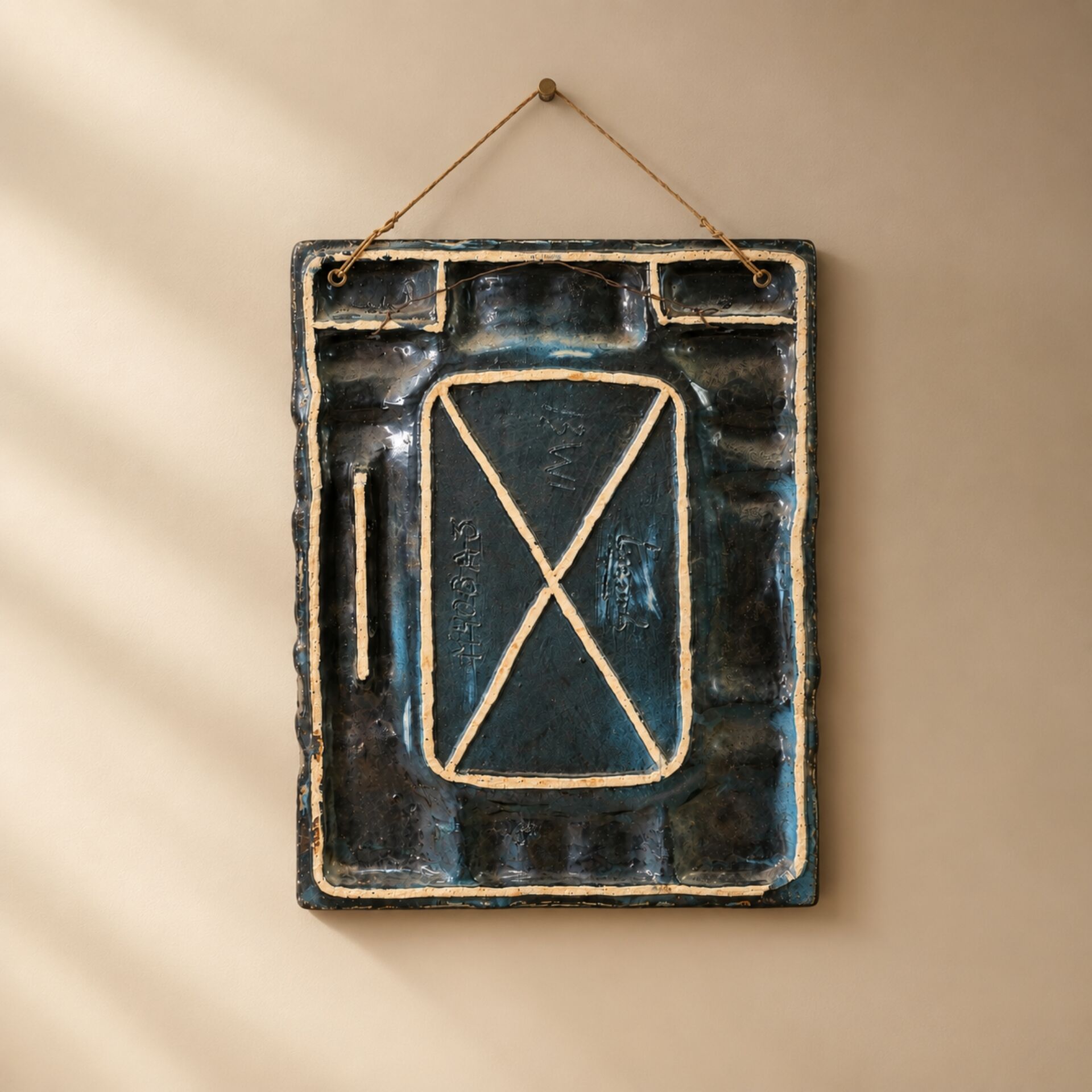 Polychrome ceramic mirror with cabochons — Jules Guérin