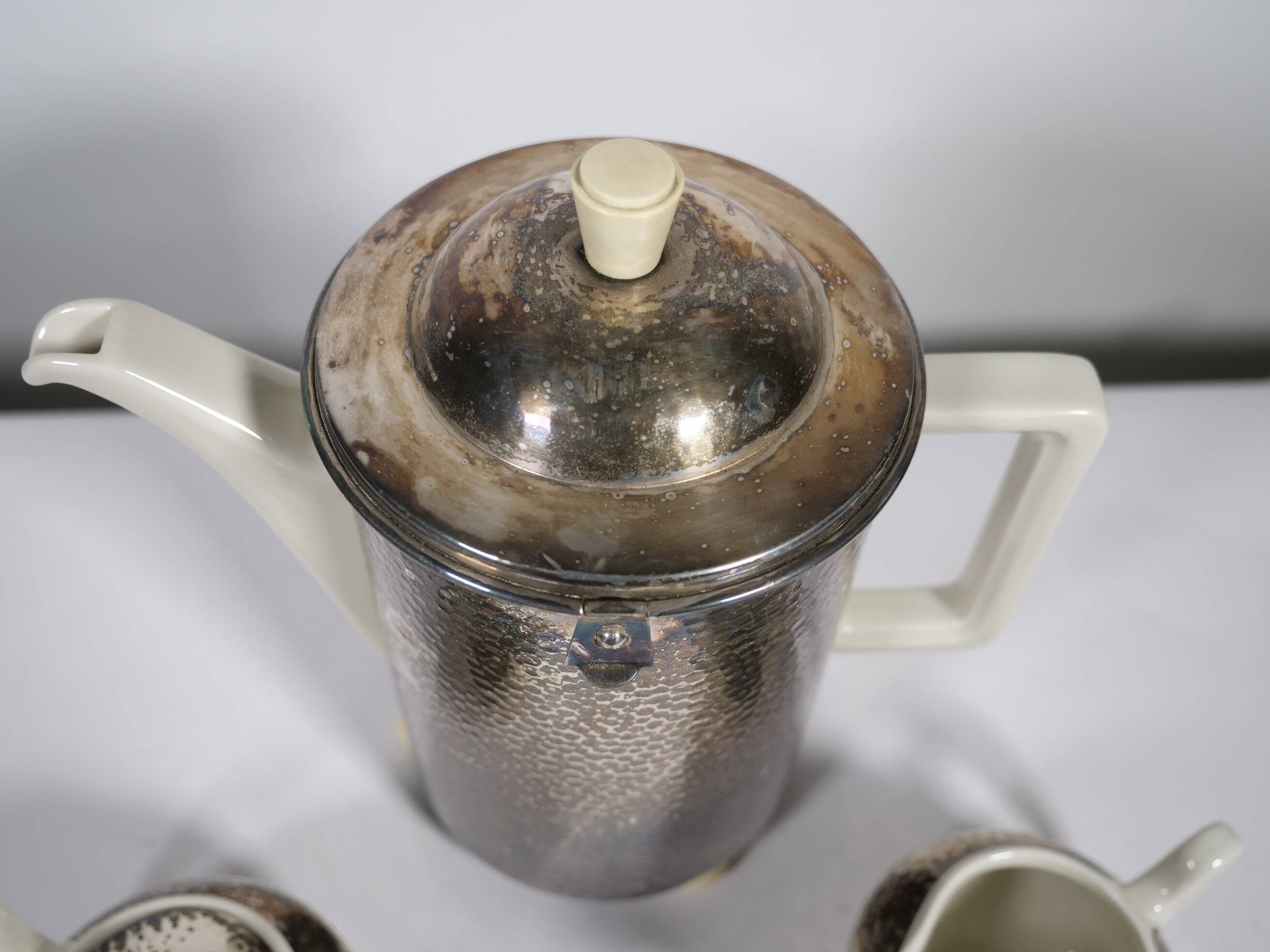 Art Deco Tea Set by Hutschenreuther with WMF Silver Plating, 1930s