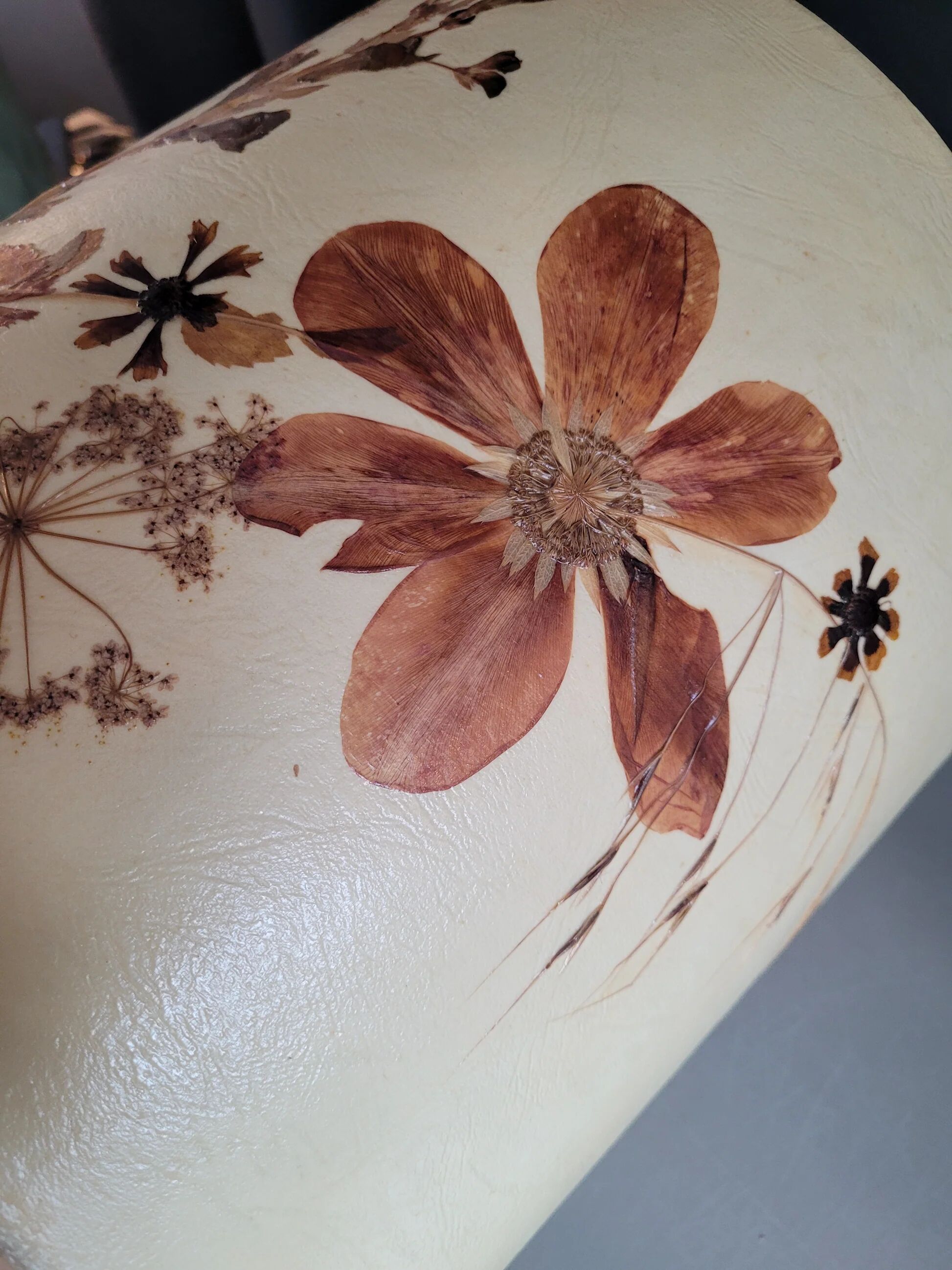 Large vintage lampshade with dried flowers