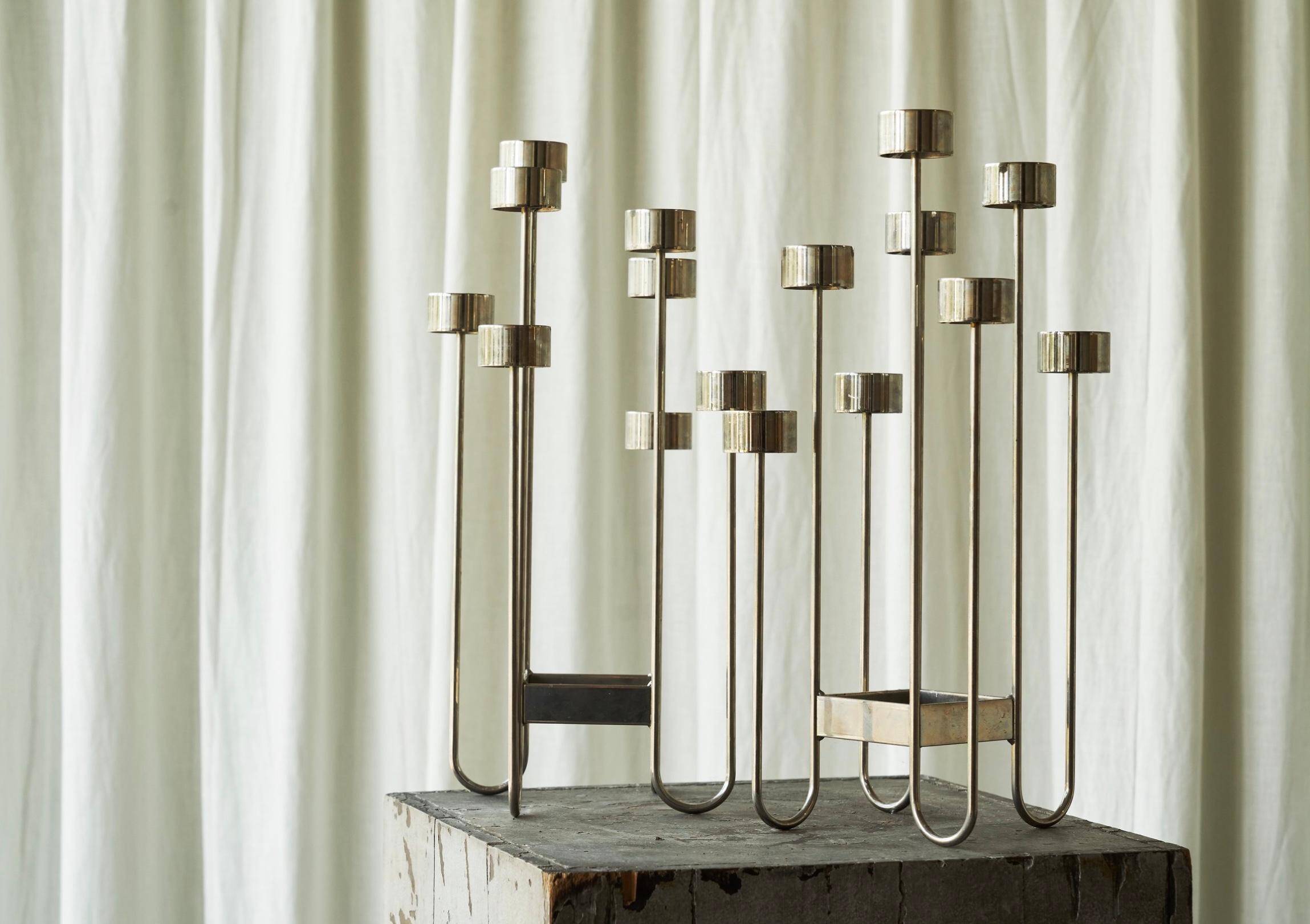 Pair of large candle holders by Tommy Larsen from the 1990s.
