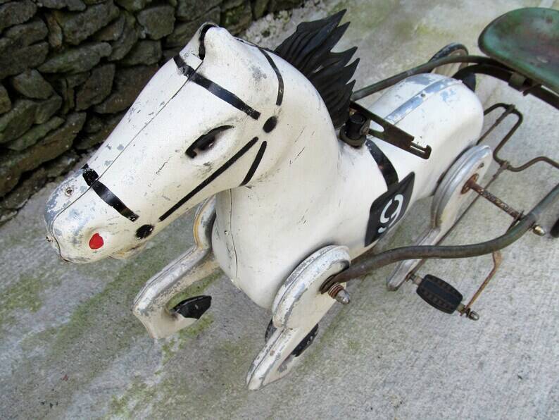 Soviet USSR childs pedal horse car antique vintage childs toy treasure 1950